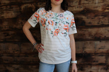 Load image into Gallery viewer, Cream floral striped tee
